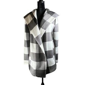 Maurices Gray and White Checker Sweater Jacket Size Small Blazer Hooded